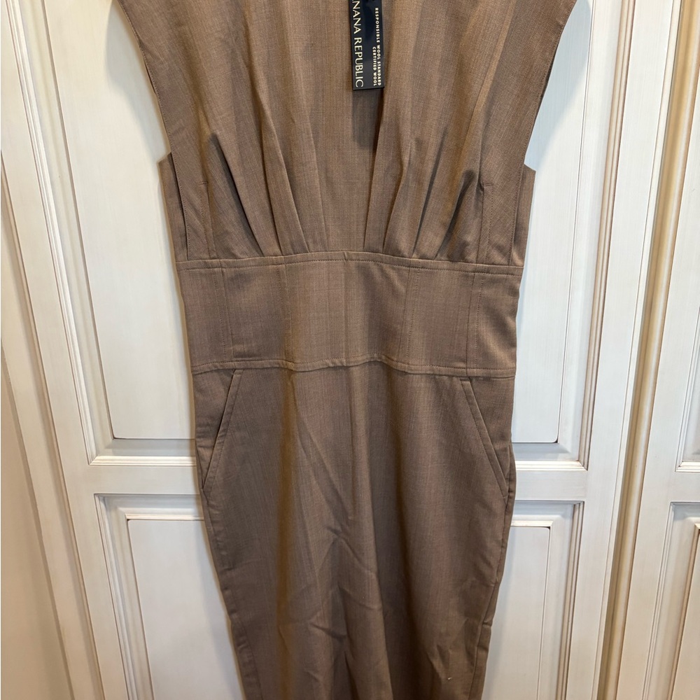 Brand new Banana Republic Tan Soft Wool Dress with beautiful details